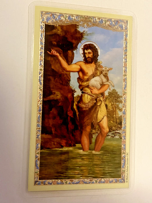 Saint John the Baptist Laminated Prayer Card, New