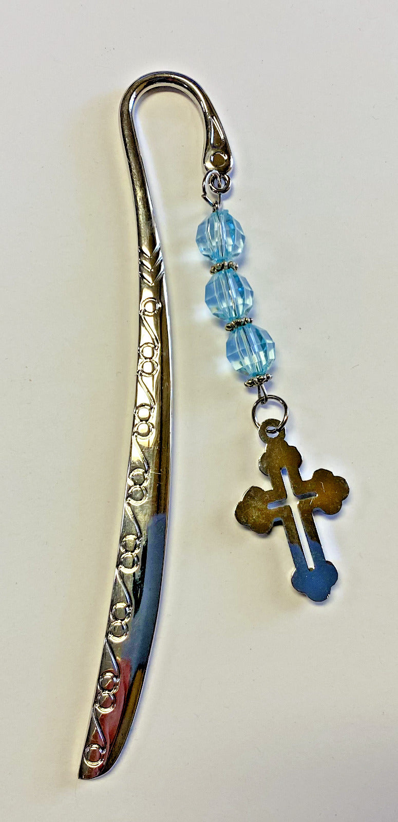 Cross Bookmark with blue beads, New #MD-71 - Bob and Penny Lord