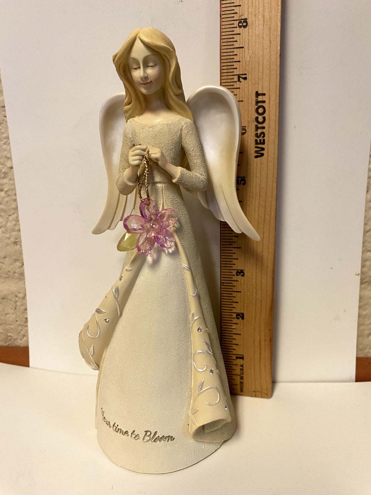 Foundations by Enesco 7.5" Your time to bloom" Angel, New - Journeys of Faith