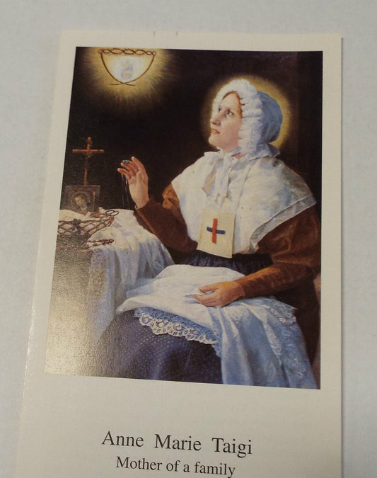 Blessed Anne Marie Taigi Triduum prayer and biography folder, Christian Holy Card collectible by Bob and Penny Lord.