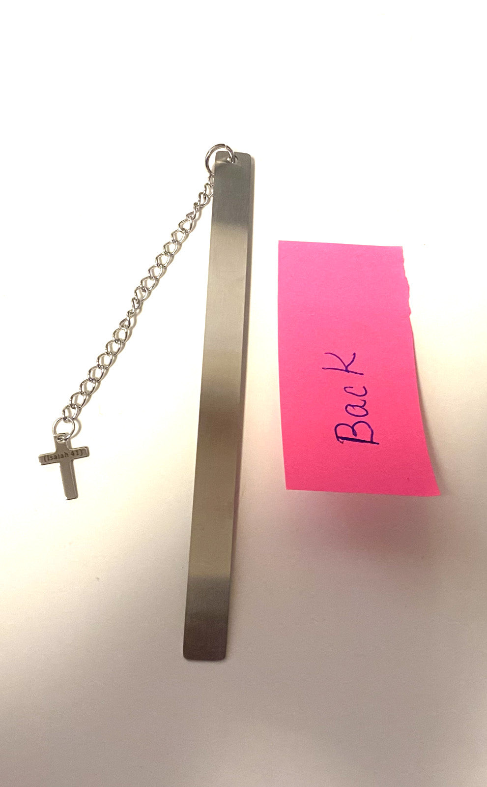 Stainless Steel 5" Bookmarker with Cross Pendant,  New #AB-51-A - Journeys of Faith