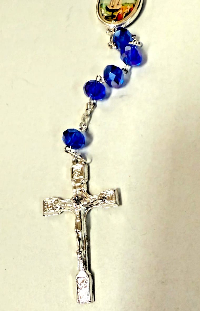 Our Lady of Fatima  Iridescent Blue Rosary, New from Colombia #L061 Journeys of Faith Collectibles:Religion & Spirituality:Christianity:Rosaries