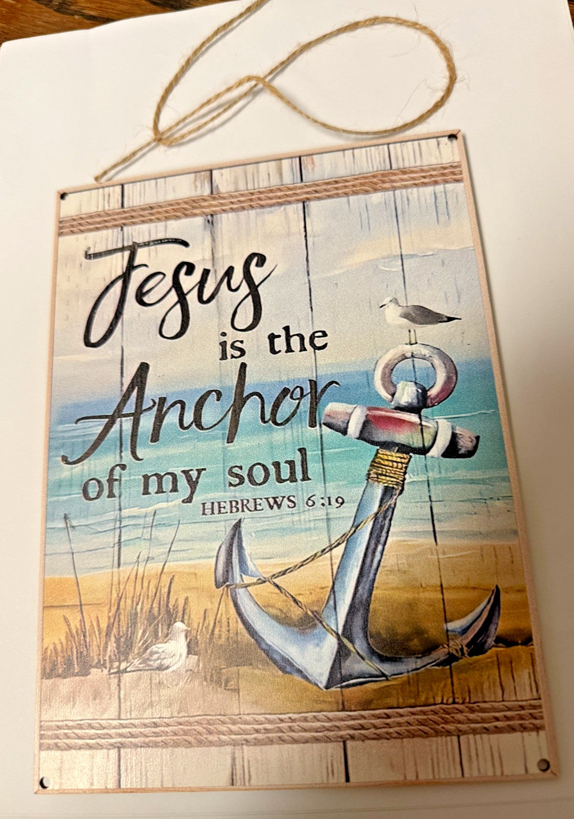 2D Hebrews Verse 6:19 Wood Image/Jesus is the Anchor of my Soul, New #Gftshp-260 - Journeys of Faith