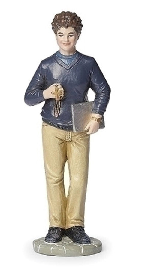 Bl Carlo Acutis Apostle of the Eucharist Statue 4 Inch Resin with Prayer Card #RM-44
