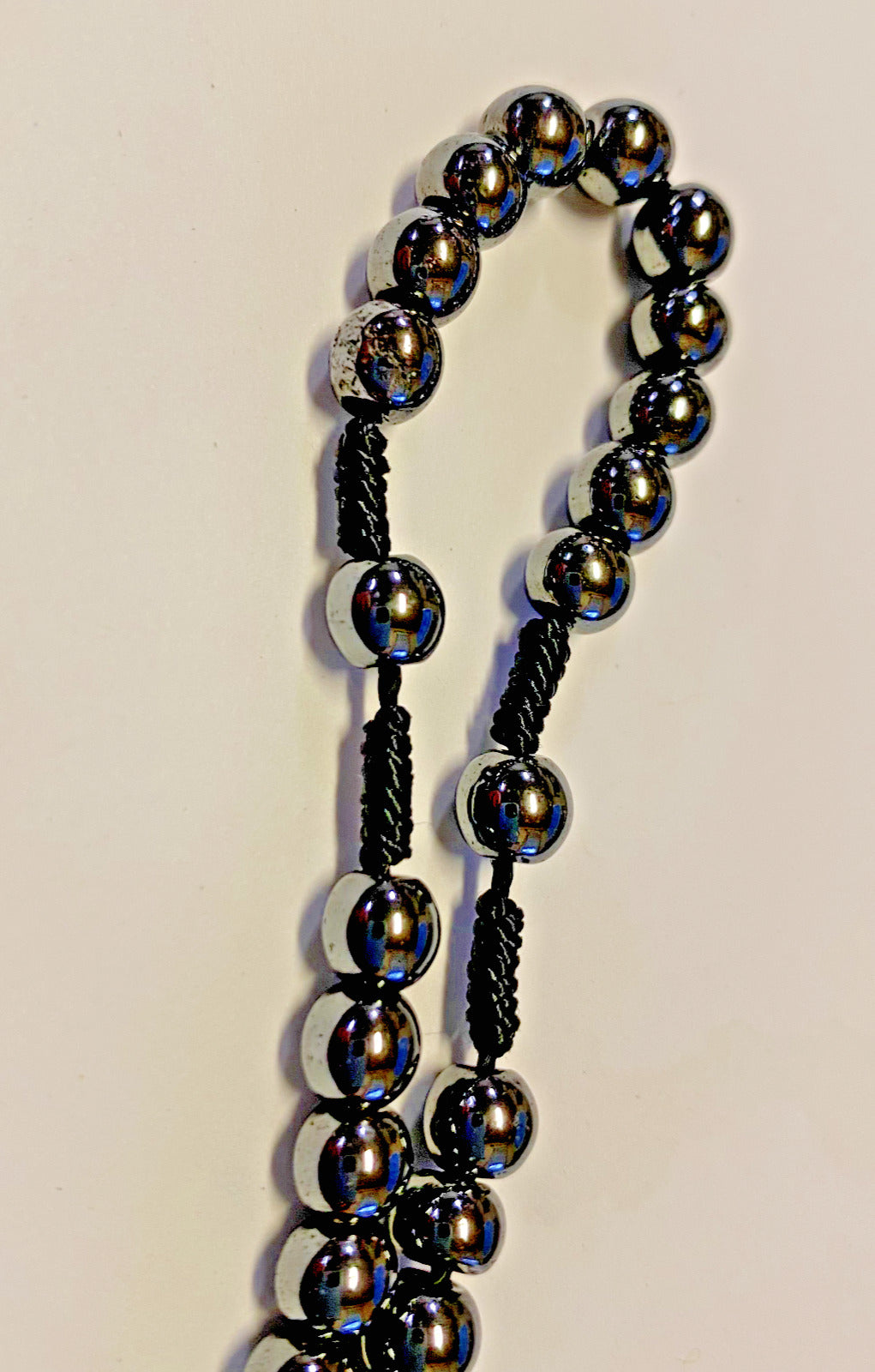 Saint Benedict Hematite Corded Small Rosary,  New #AB-082