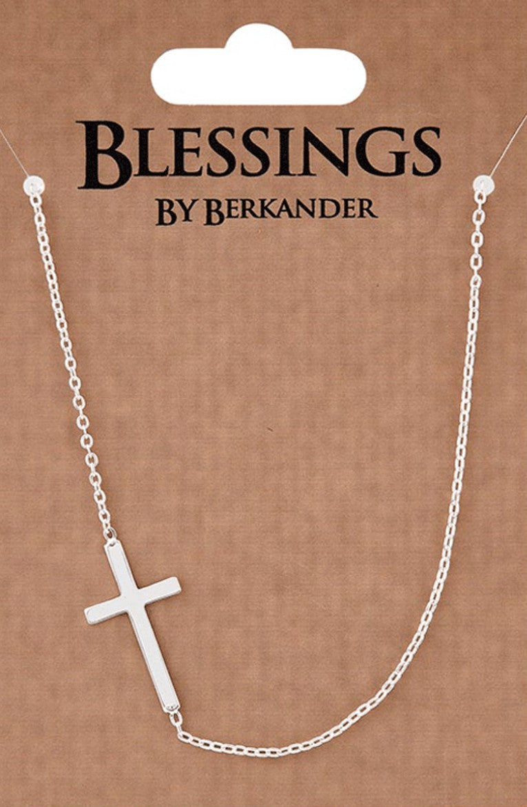 Silver Cross 18" Necklace, New #AB-389-R2