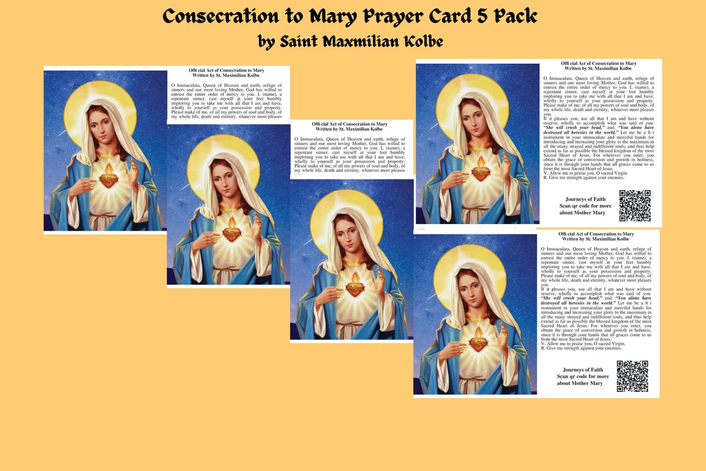 Consecration to Mother Mary Prayer Card Laminated Journeys of Faith Art:Art Prints