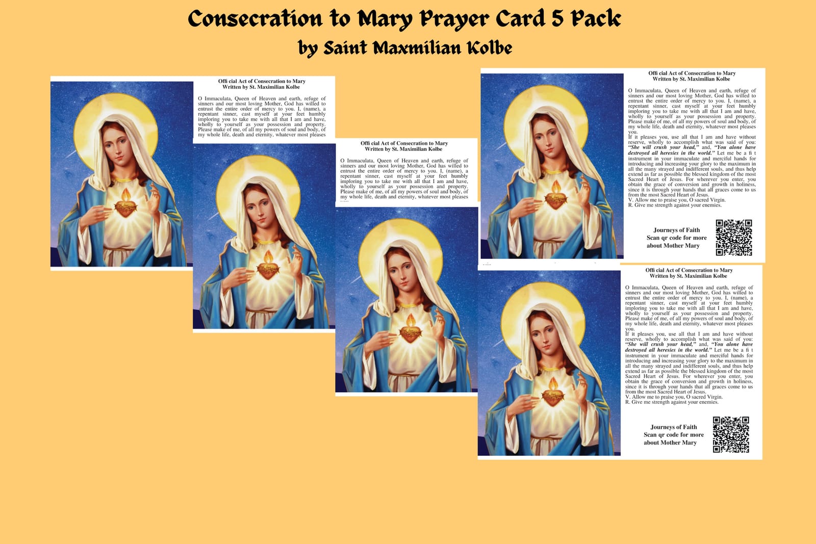 Consecration to Mother Mary Prayer Card Laminated Journeys of Faith Art:Art Prints