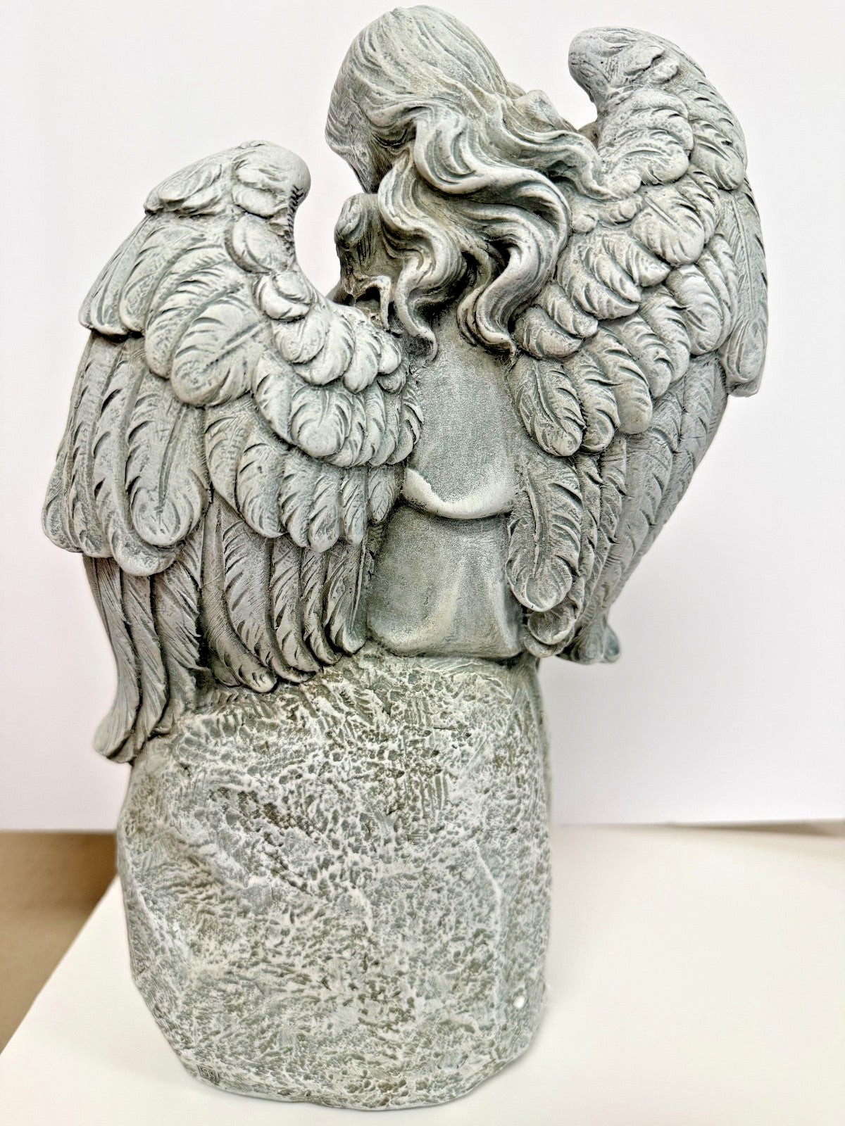 Seated Angel with "Let Love Grow" Stone  12" Garden Statue, New #RM-61-R2
