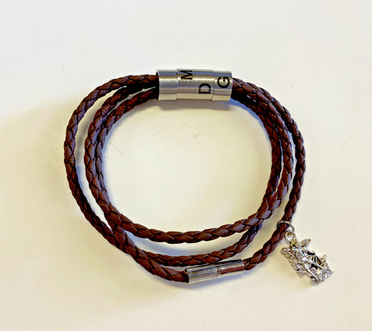 "For the Great Glory" AMDG Brown Wrap Bracelet, New #MD-097