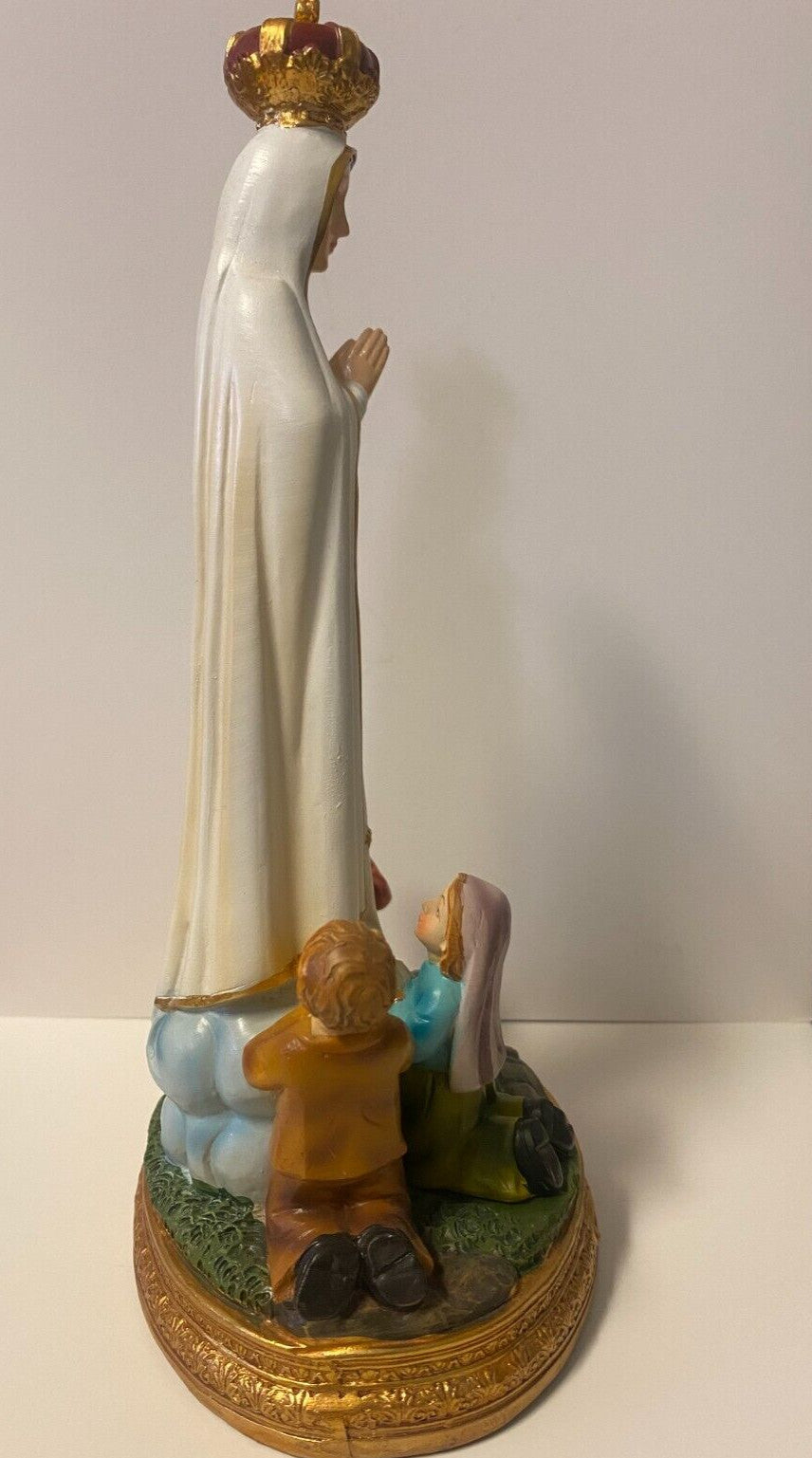 8-inch Our Lady of Fatima with Children statue by Bob and Penny Lord, detailed religious Christian figurine.
