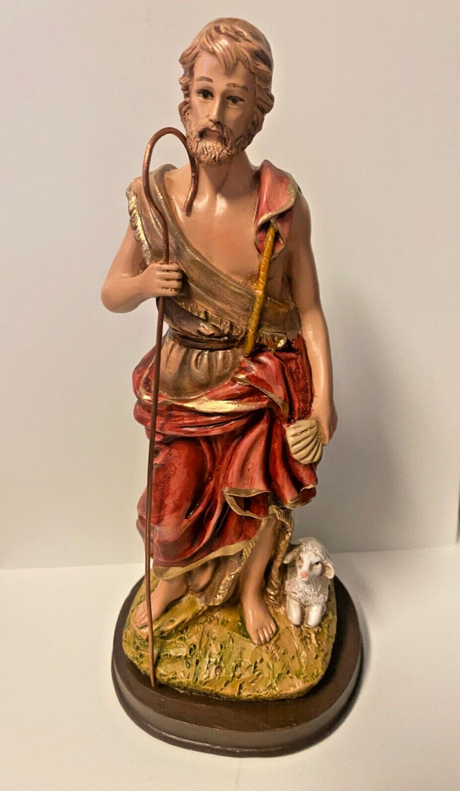 Hand-painted 8-inch Saint John the Baptist statue by Bob and Penny Lord, Colombian religious collectible figure.
