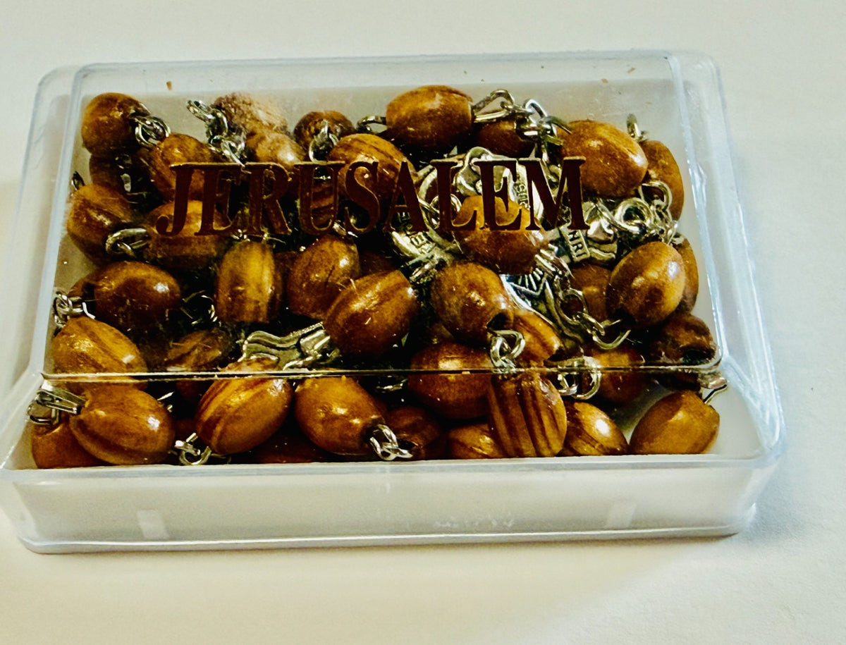 Olive Wood Rosary with Third Class Relic, Soil from Jerusalem, New #Hlylnd-02 - Journeys of Faith