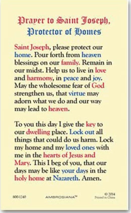 Saint Joseph with Child, Protector of Homes. Laminated Prayer Card, New #PCL-#52 Journeys of Faith Collectibles:Religion & Spirituality:Christianity:Holy Cards