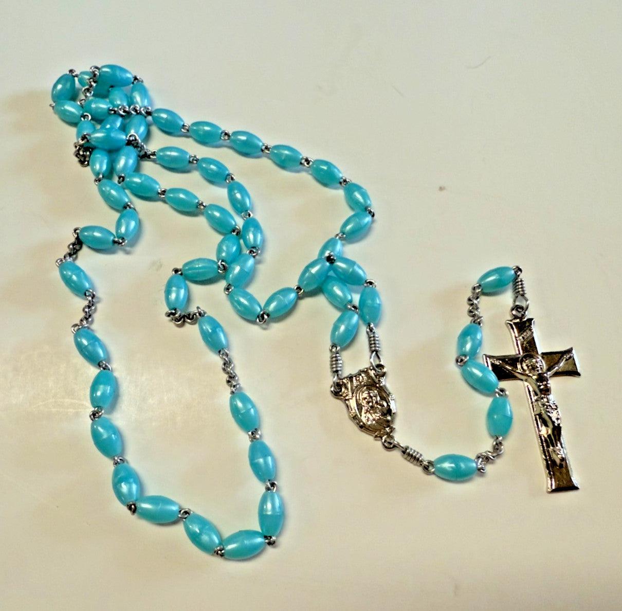 SHJ & IHM Vintage Aqua Blue Rosary, New from Italy, #Gftshp-11 - Journeys of Faith