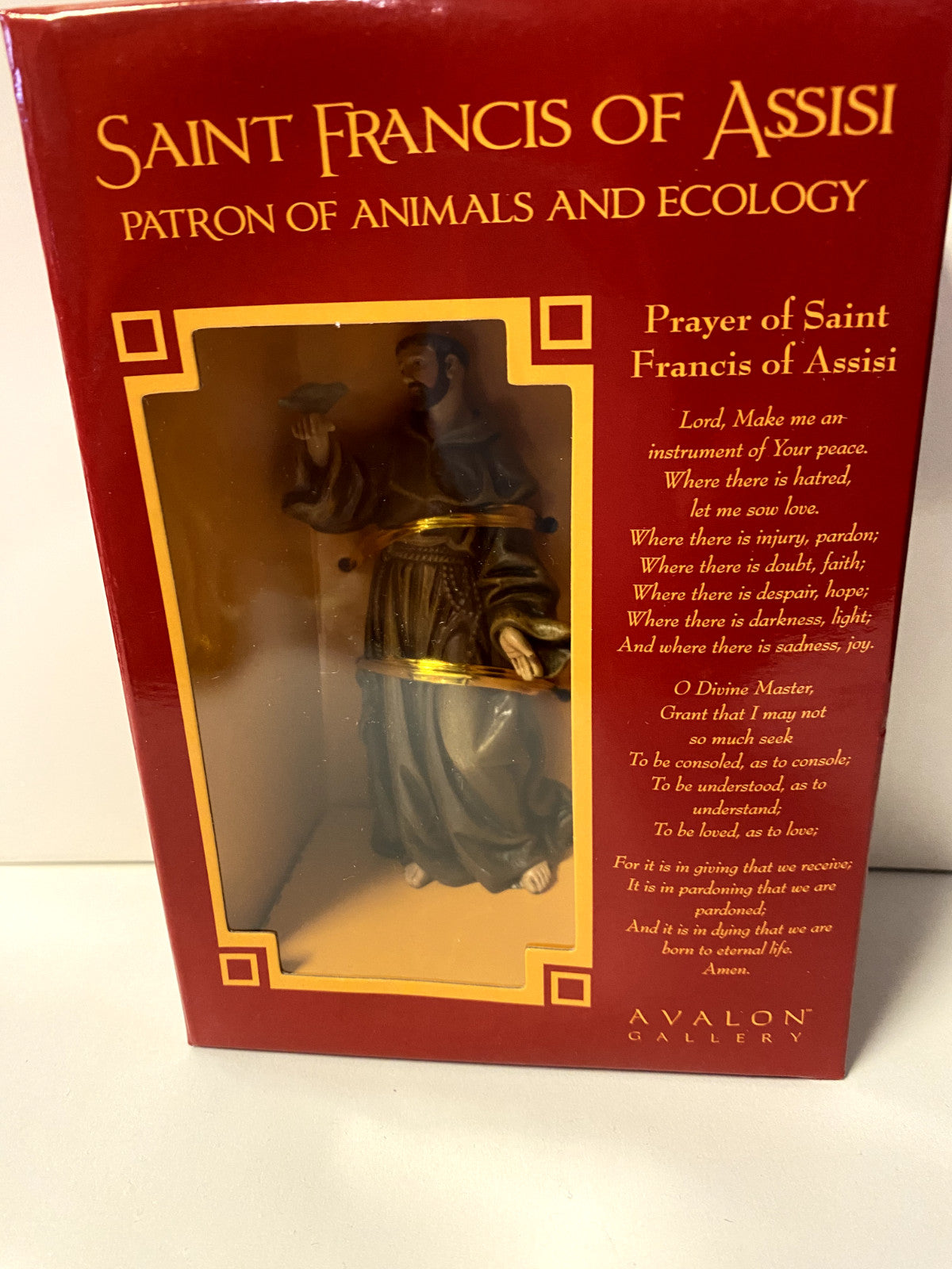Small 4-inch Saint Francis of Assisi statue by Bob and Penny Lord, religious collectible depicting Saint Francis with animals.