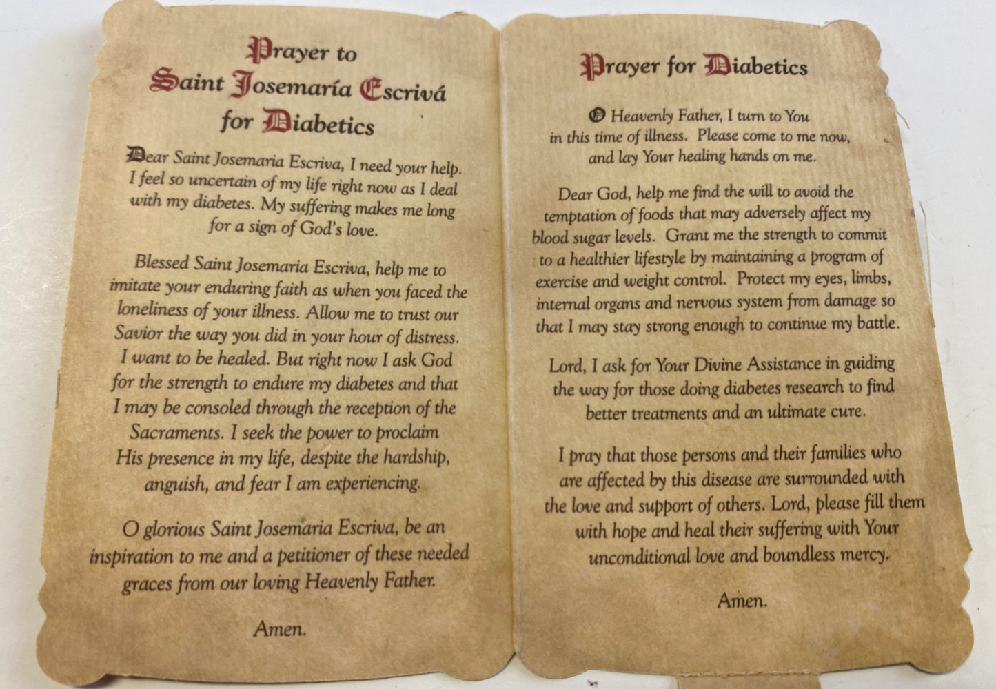Saint Josemaria Escriva(Patron St of Diabetes)  Prayer Card + Medal,New #PCM-018 - Journeys of Faith