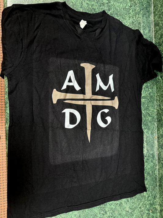 AMDG "For the Great Glory" Black Size L T-Shirt, New #Gftshp-259
