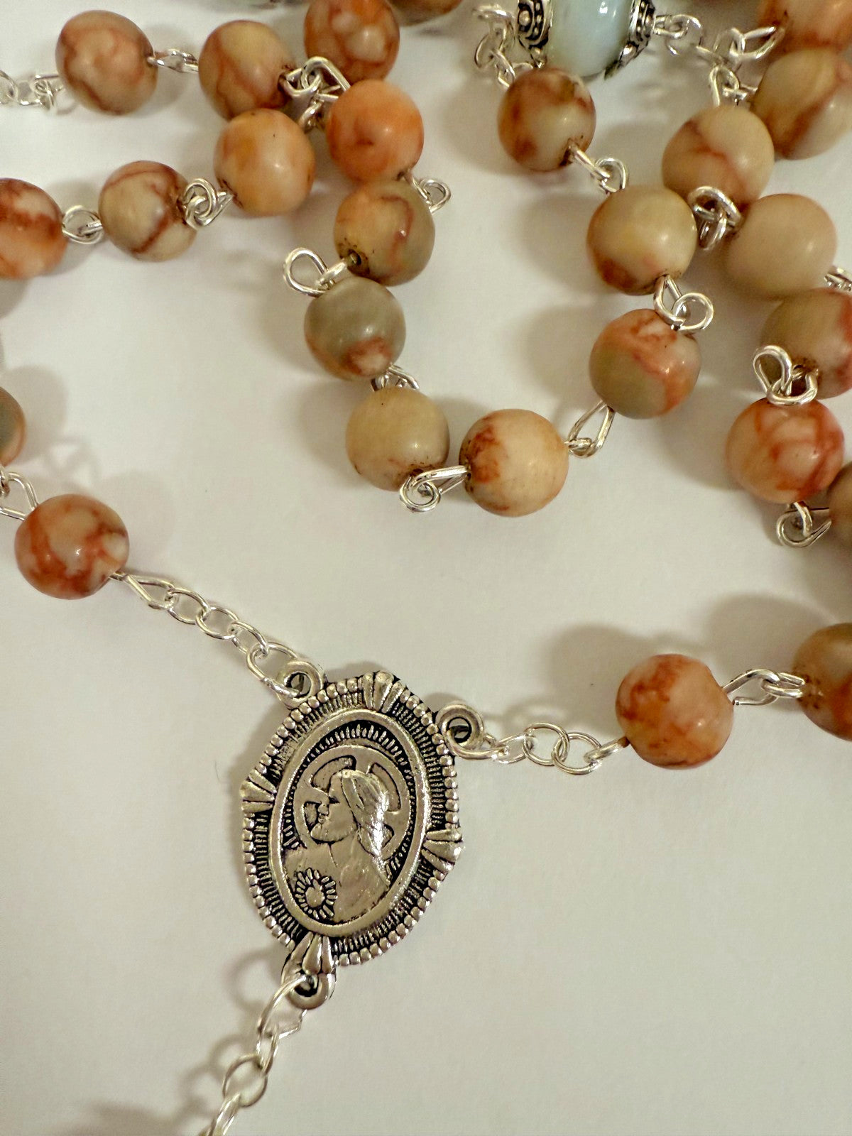 Orange Howlite Stone Beads Rosary, New #Gftshp-57 - Journeys of Faith