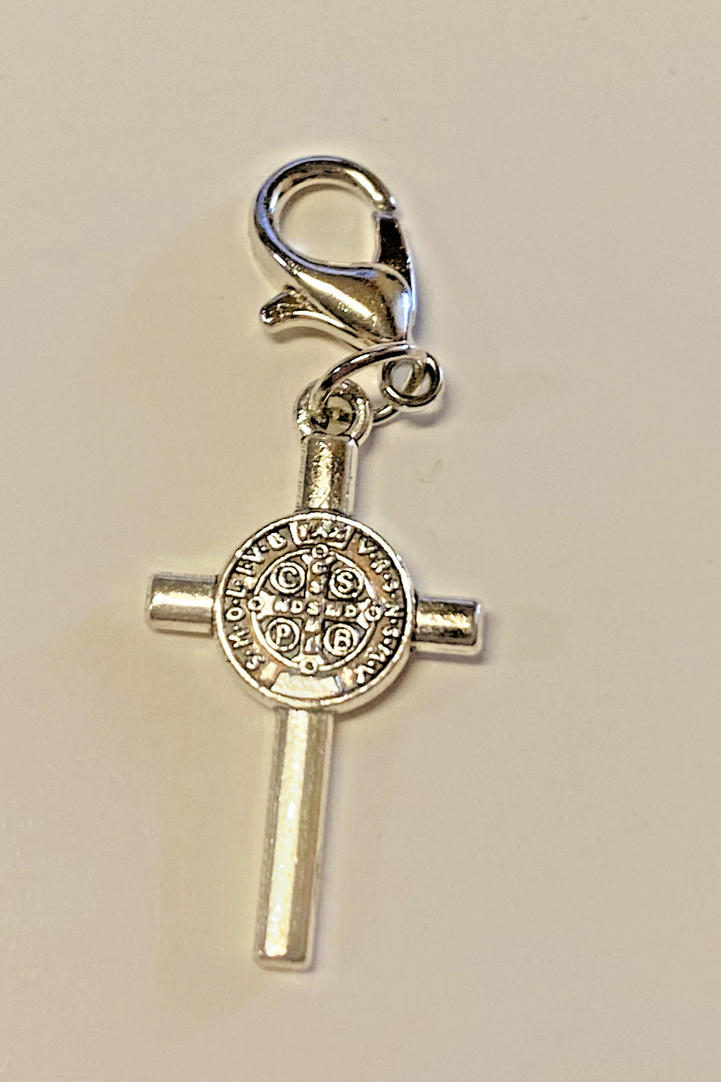 Saint Benedict Silver tone 1.50" Cross Charm, New #AB-024-1