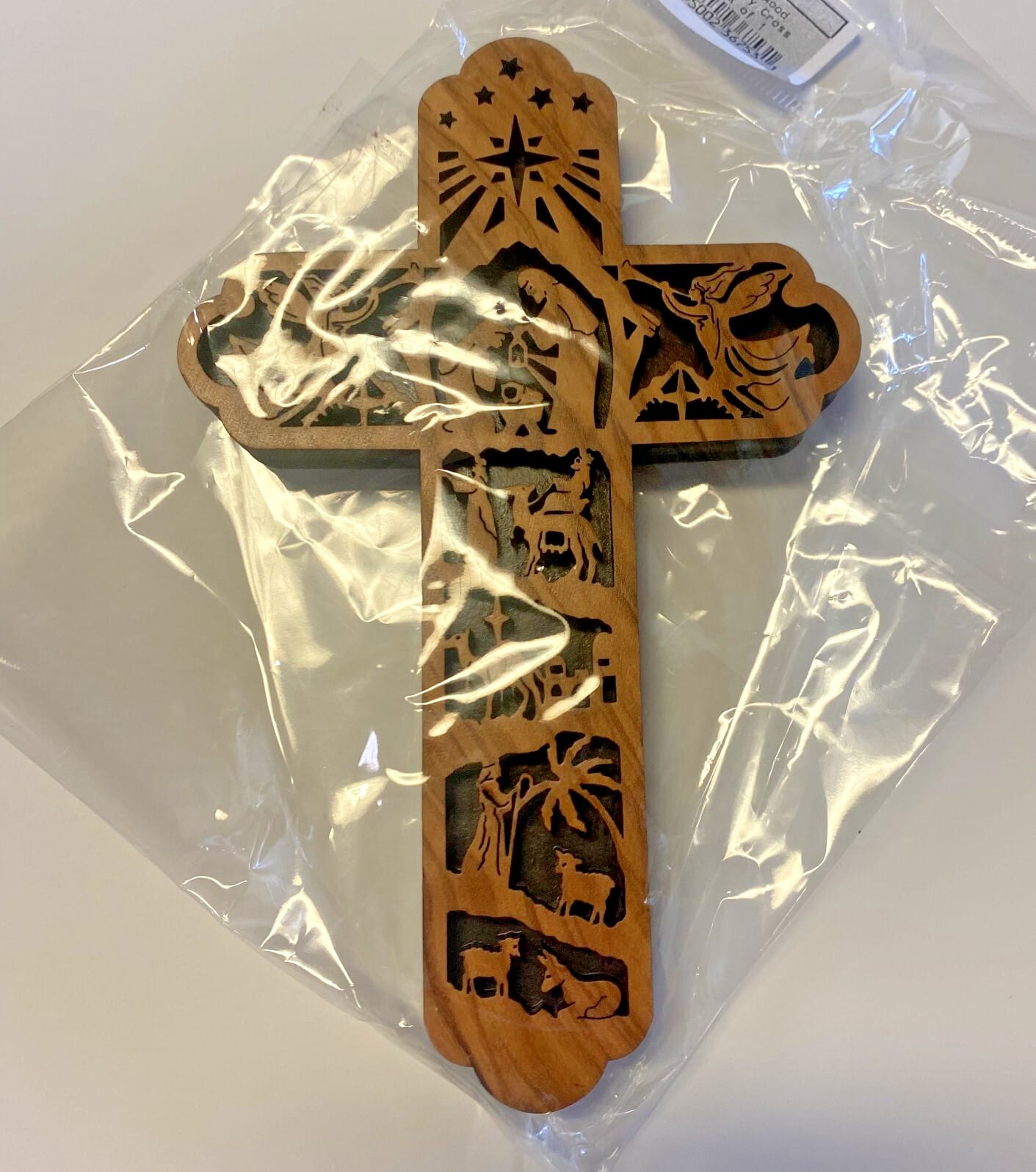 Olive Wood Nativity 6" Small Cross, New #AB-345-R2 Roman Collectibles:Decorative Collectibles:Other Decorative Collectibles