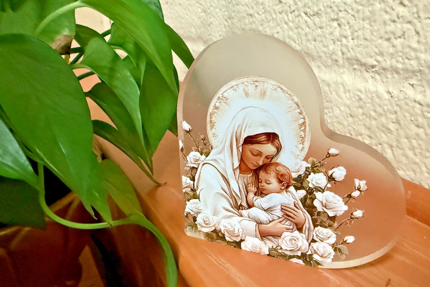 Blessed Mary & Child Jesus Small Heart Acrylic Image, New #ALM-031-R2 Bob and Penny Lord Journeys of Faith Collectibles:Religion & Spirituality:Christianity:Plates & Plaques