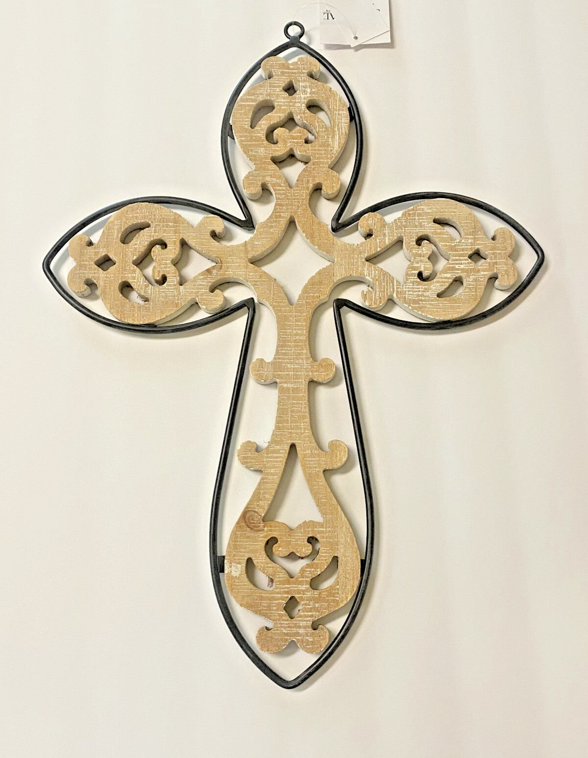 Wood & Metal Ornate Cross,  16.5" New #AB-317-R2