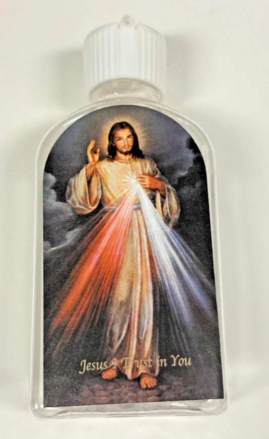 Divine Mercy Holy Water Bottle With Flip Top- Screw On Cap, New #AB-371-R2