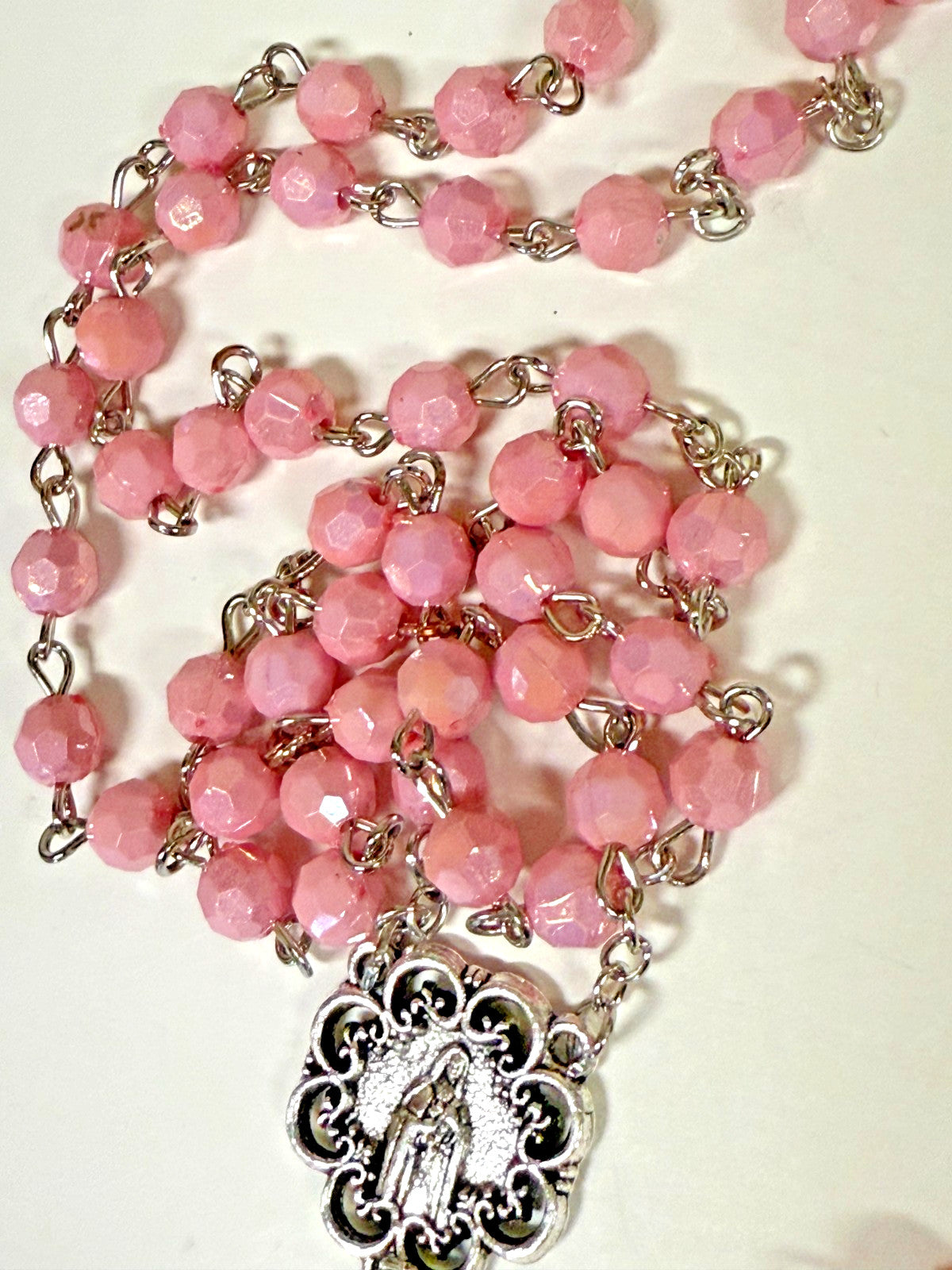 Iridescent Light Pink Rosary, New Gftshp-68 - Journeys of Faith