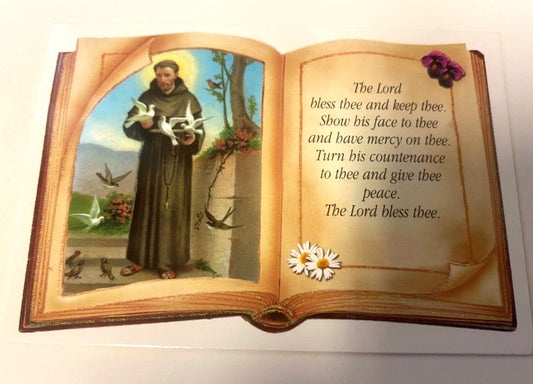 Saint Francis of Assisi Blessing Prayer/Back is blank, New from Italy - Journeys of Faith