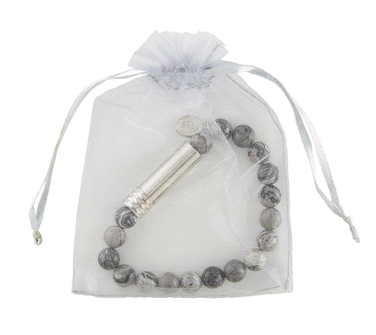 Padre Pio stone prayer bracelet with small charm, Christian jewelry by Journeys of Faith, spiritual religious accessory.