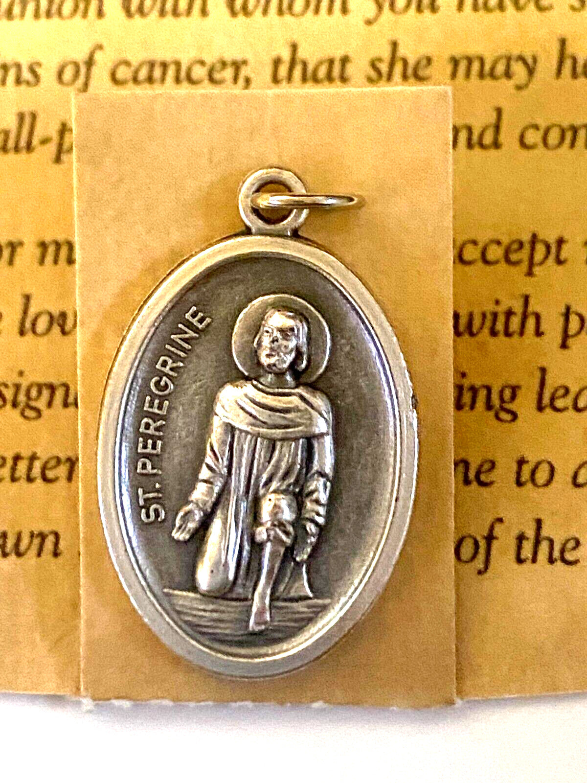 Saint Peregrine Laziosi  (The Cancer Saint)  Prayer Card + Medal, New #PCM-024