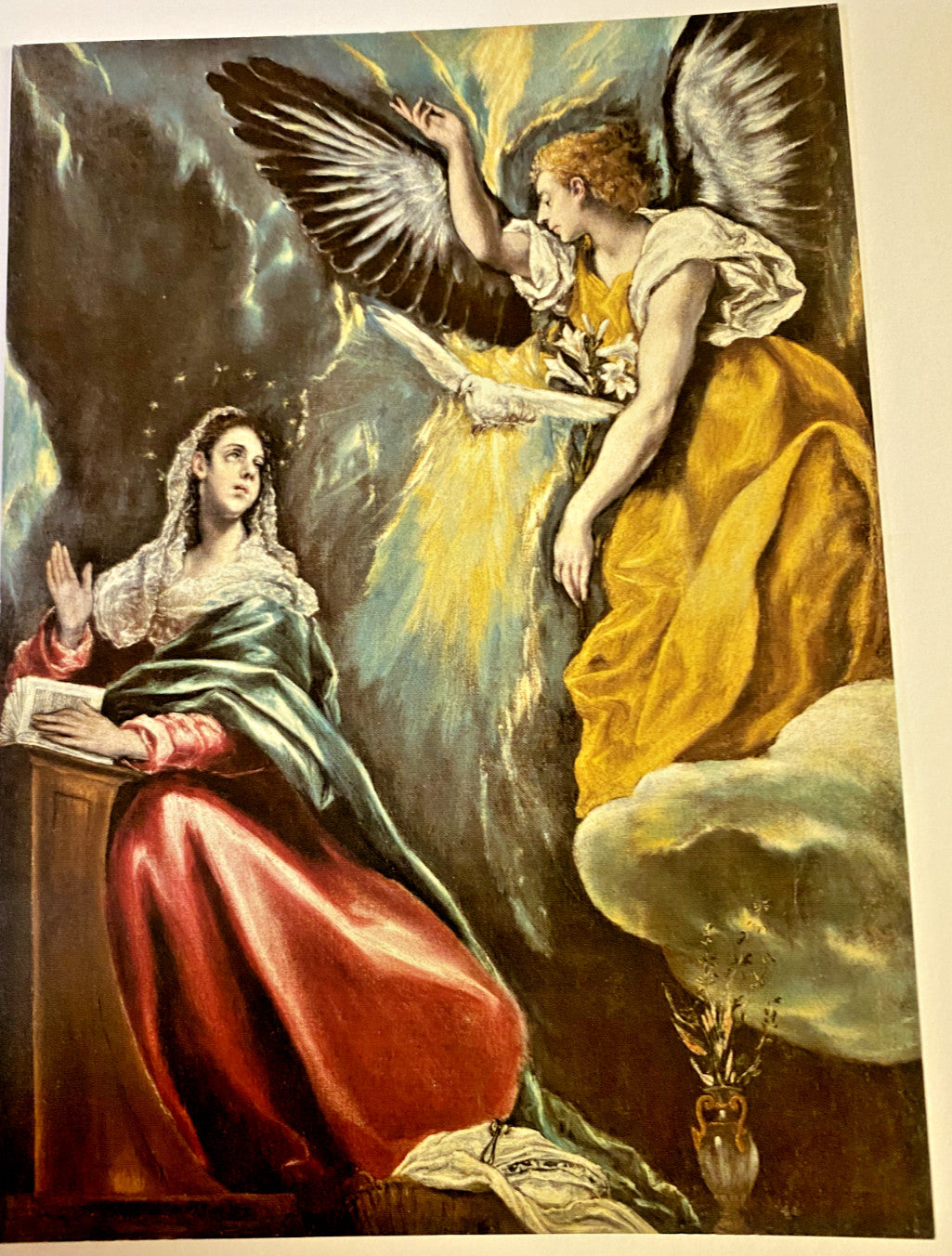 Christianity religious print of The Annunciation by Bob and Penny Lord, 6x4 inches, detailed religious artwork on paper.