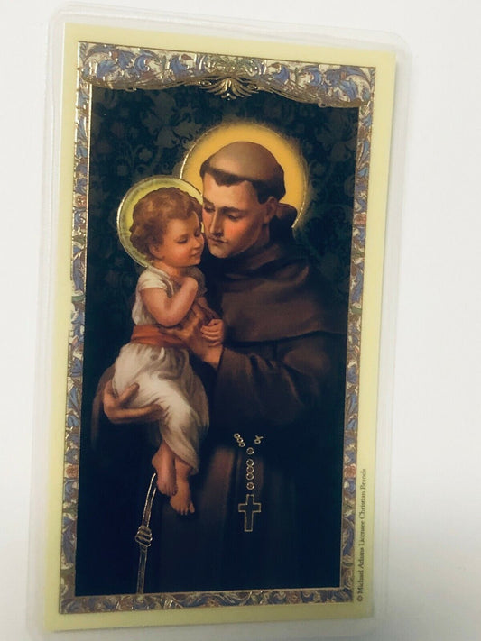 Saint Anthony of Padua" Unfailing Prayer" Laminated Card, New