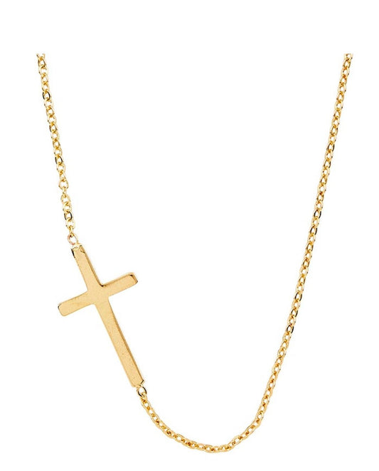 Gold Cross 18" Necklace, New #AB-388-R2