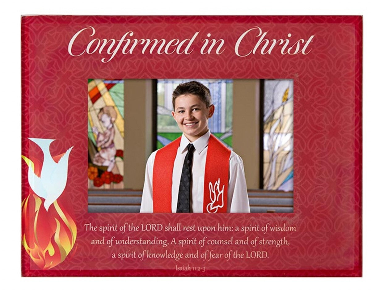 Confirmation glass photo frame, 5.5x3.5 inches, in a sleek home décor style, unbranded frame for displaying photos.