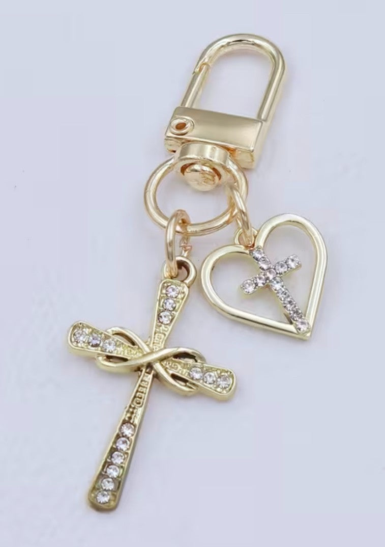Cross +  Heart with a Cross  Gold Tone Devotional  Clip, New #Gftshp-128 - Journeys of Faith