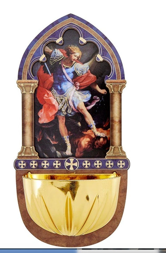 Saint Michael Laser Wood  5" Holy Water Font,  New #Gftshp-195 Journeys of Faith Collectibles:Religion & Spirituality:Christianity:Holy Water Fonts