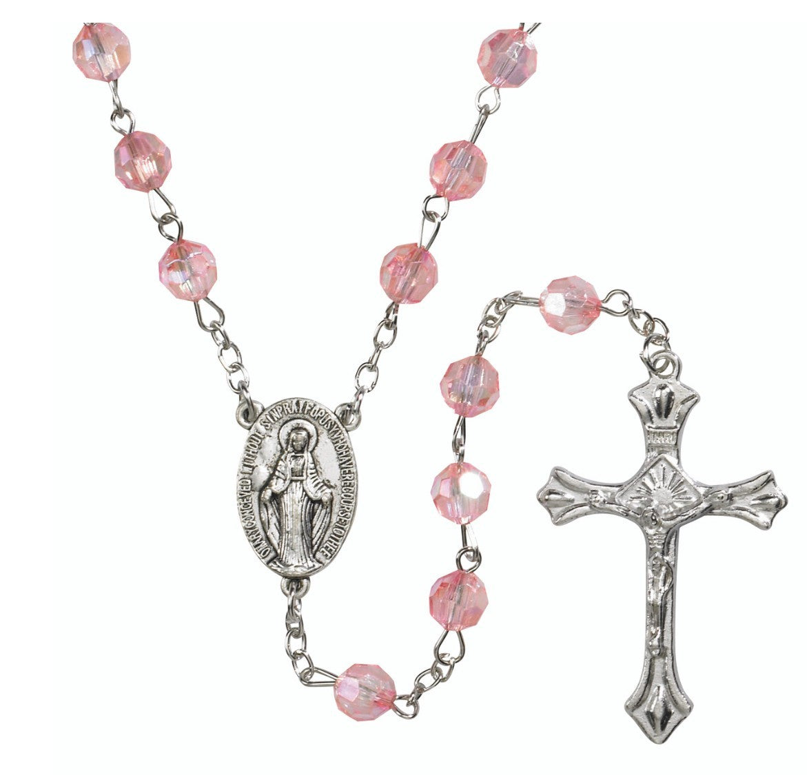 Pink Acrylic Faceted Rosary,  New Gftshp-67 - Journeys of Faith