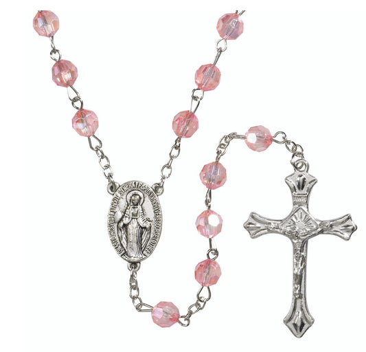 Pink Acrylic Faceted Rosary,  New Gftshp-67 - Journeys of Faith