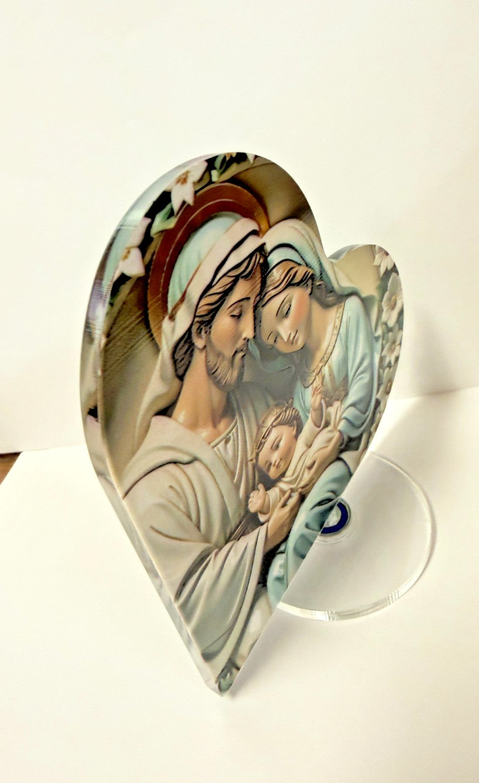 Holy Family Small Heart Acrylic Image, New #Gftshp-240