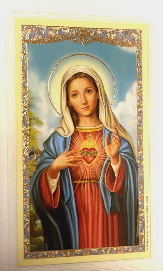 "Mary"Prayer Card Laminated  Card, New #PCL-14