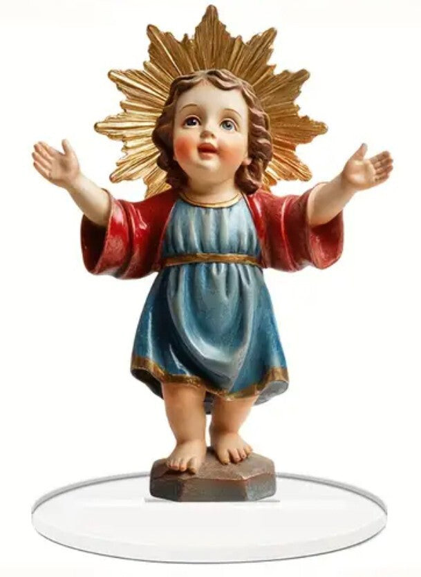 Flat acrylic image of the Divine Child Jesus collectible, featuring a 2D religious print from Bob and Penny Lord Journeys of Faith.