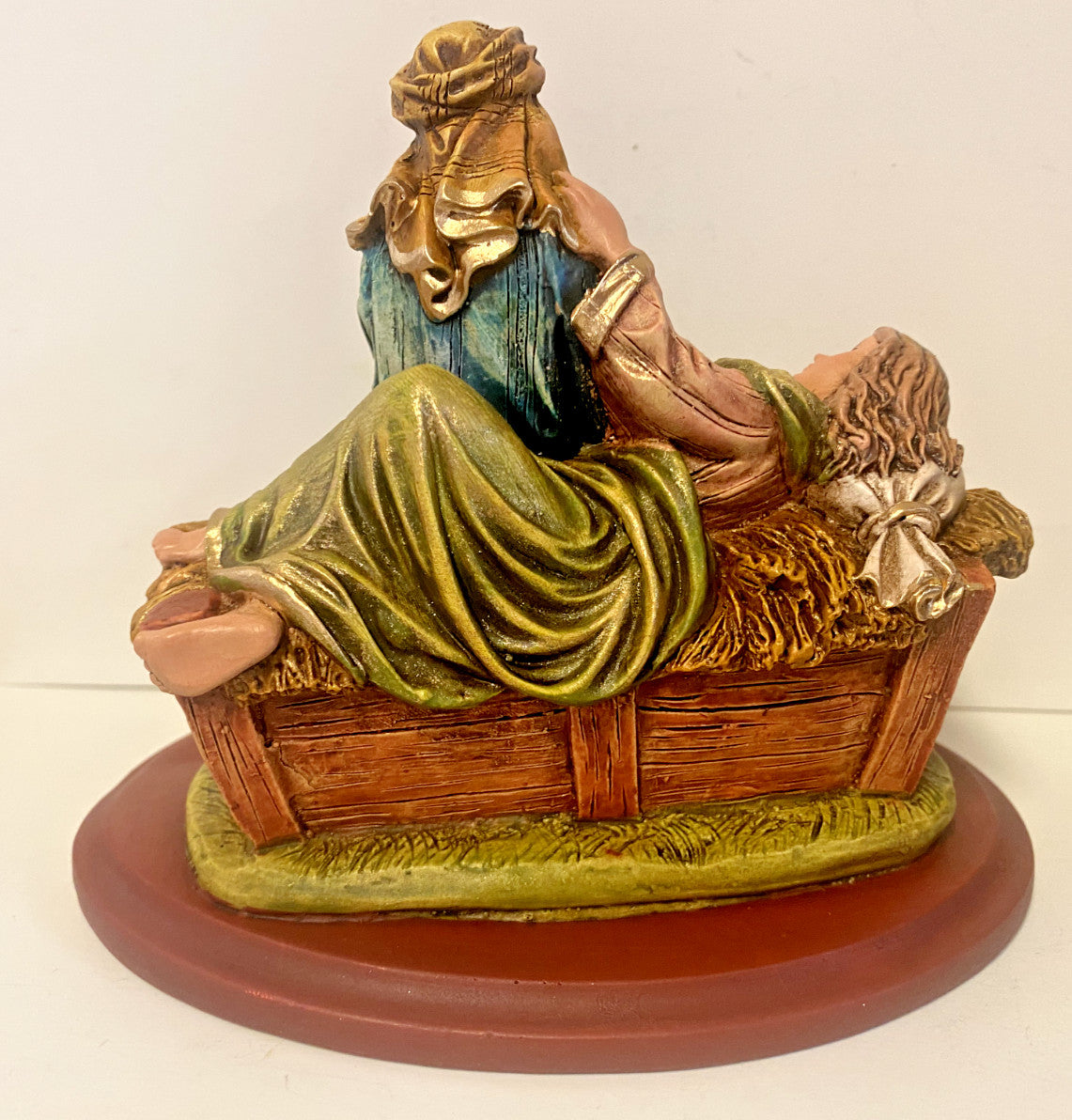 Hand-painted "Let Mum Rest" Holy Family statue, 5.25 inches, Christian religious figurine by Bob and Penny Lord from Colombia.