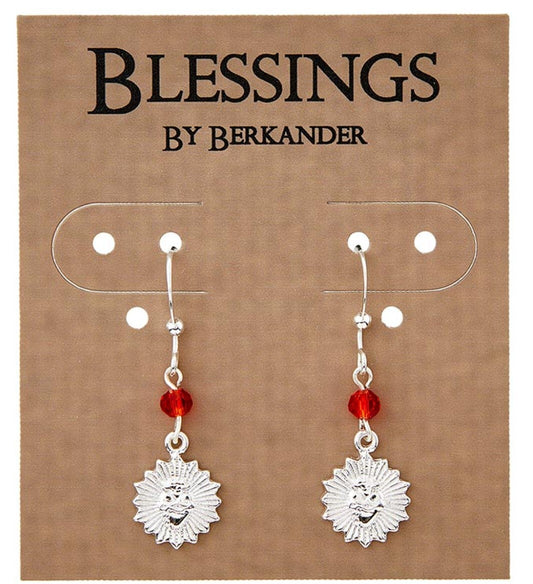 Sacred Heart Silver Plated Dangle Earrings, New #AB-072 - Journeys of Faith