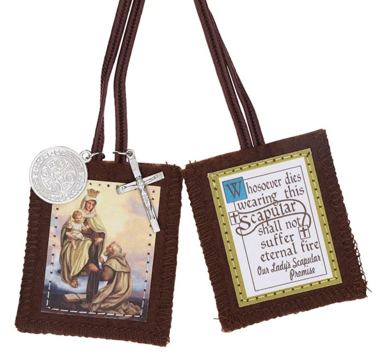 Our Lady of Mt Carmel & St Simon Stock Brown Scapular, New #AB-441-R2