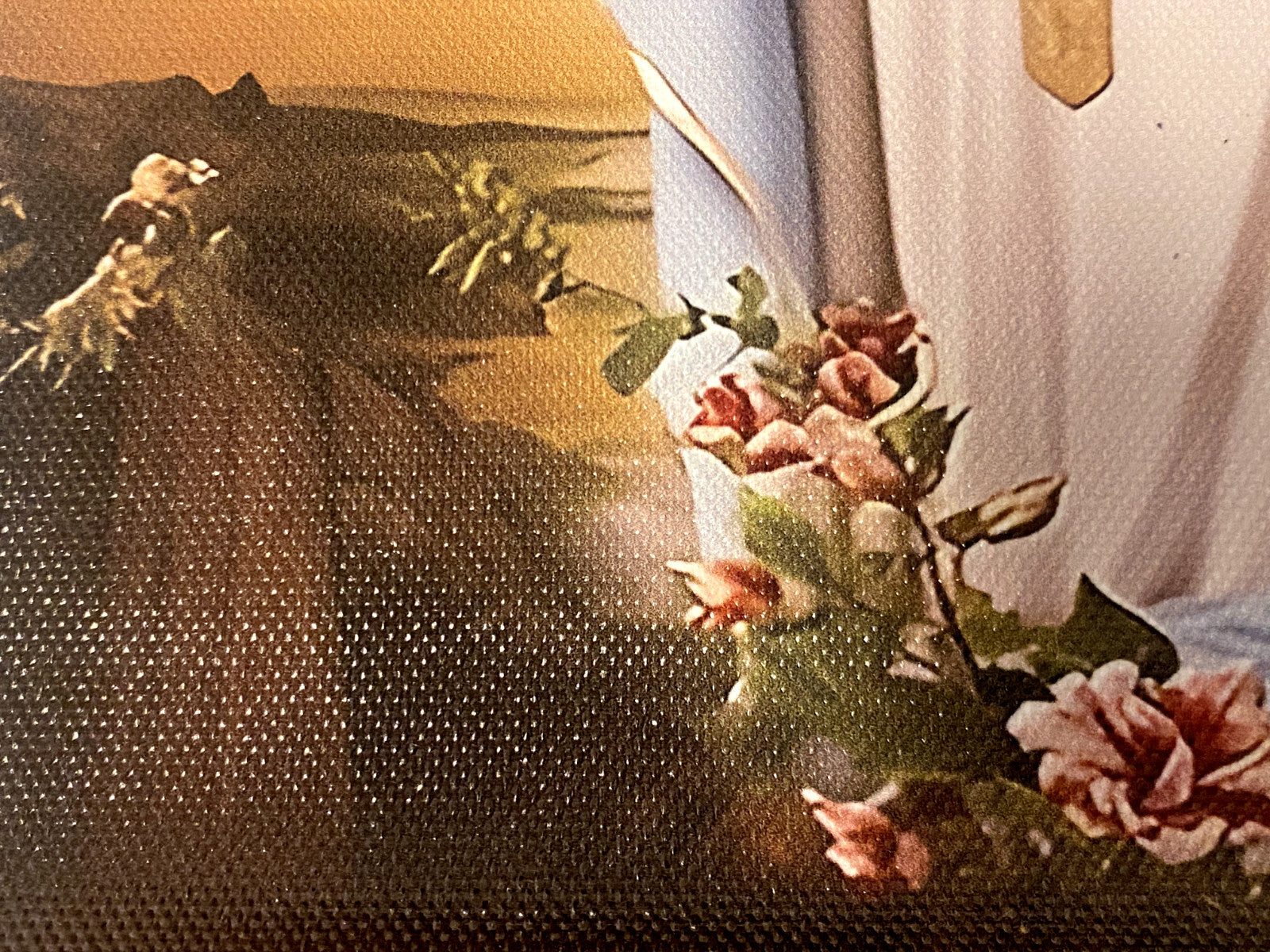 Unframed 10x8 inch canvas painting of the Blessed Virgin Mary by Bob and Penny Lord, religious artwork with detailed imagery.