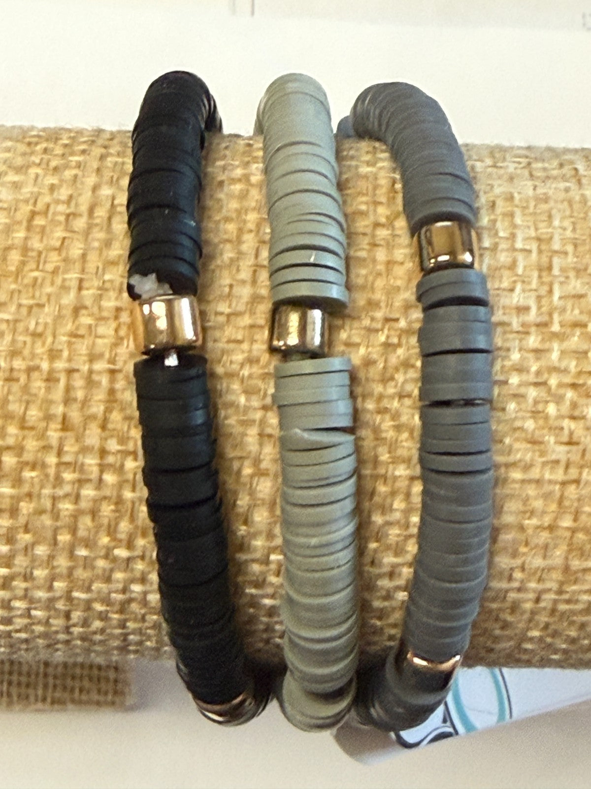 Pomchies Black & Gray Clay Bead Bracelet, New #Gftshp-213