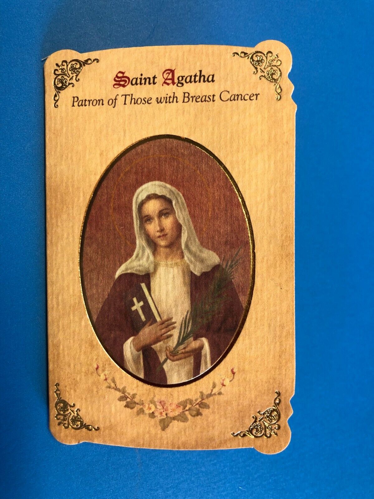 Saint Agatha Novena Prayer Card with Medal, New - Bob and Penny Lord