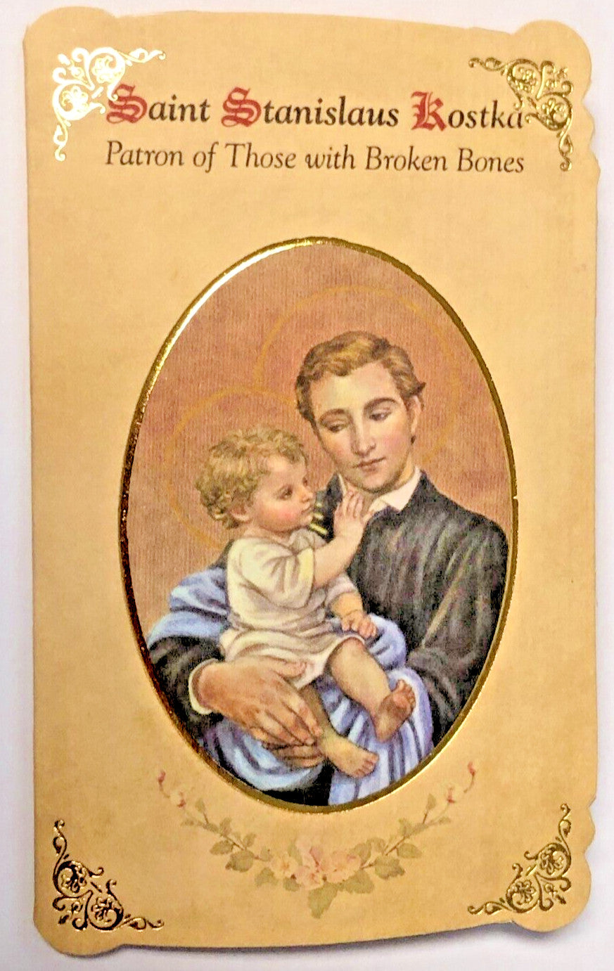 Saint Stanislaus Kostkas(Patron of Broken Bones) Prayer Card+Medal, New #PCM-028